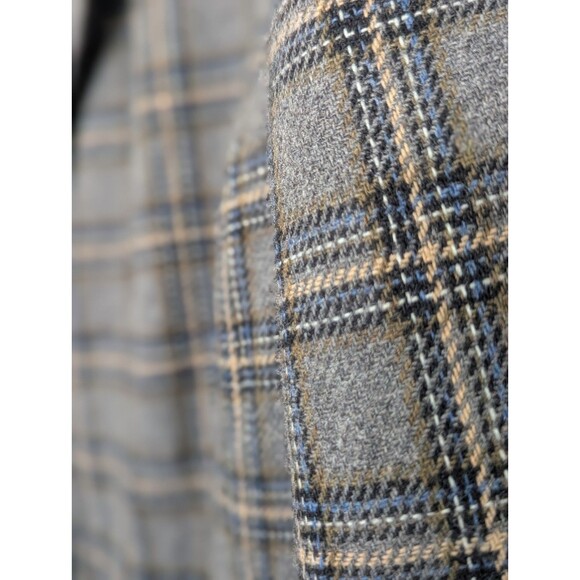 Sag Harbor Blazer Jacket Womens 16 Gray Blue Brown Plaid Wool Blend Lined Pocket - Picture 5 of 9